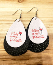 Load image into Gallery viewer, Wine is my Valentine Layered Teardrop Earrings
