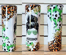 Load image into Gallery viewer, Green, Leopard, Soccer Mom 20oz Tumbler w/ Lid &amp; Straw
