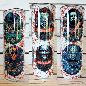 Bloody Horror Movies Tumbler w/Lid & Straw