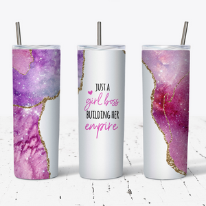 Just A Girl Boss Agate 20oz Tumbler w/ Lid & Straw