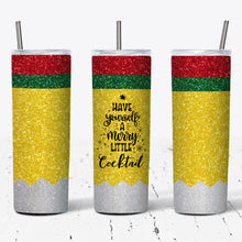 Load image into Gallery viewer, Merry Cocktail Pencil Style Tumbler w/ Lid &amp; Straw
