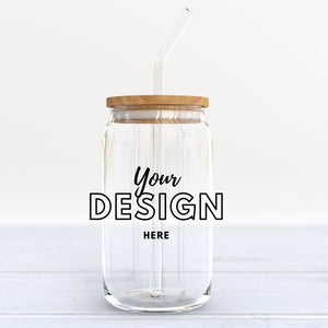 Customized 16oz Glass Can Cup w/ Lid & Straw