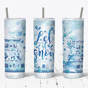 Blue Let it Snow Style Tumbler w/ Lid & Straw