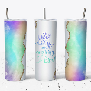 Rainbow Agate Be Kind Tumbler w/ Lid & Straw