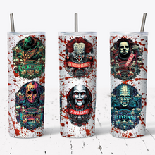 Load image into Gallery viewer, Bloody Horror Movies Tumbler w/Lid &amp; Straw
