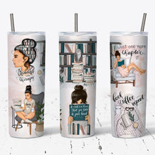 Load image into Gallery viewer, Book Lover Collage Style Tumbler w/ Lid &amp; Straw
