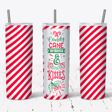 Load image into Gallery viewer, Candy Cane Wishes &amp; Mistletoe Kisses Style Tumbler w/ Lid &amp; Straw
