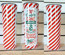 Load image into Gallery viewer, Candy Cane Wishes &amp; Mistletoe Kisses Style Tumbler w/ Lid &amp; Straw
