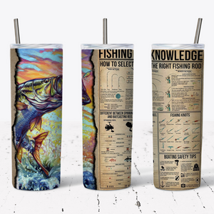 Fishing Knowledge Map & Fish Tumbler w/ Lid & Straw