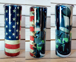 Patriotic Flag & Golf Style 20oz Tumbler w/ Lid & Straw