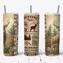 Load image into Gallery viewer, Hunting Rules &amp; Deer Tumbler w/ Lid &amp; Straw
