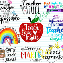 Load image into Gallery viewer, Teacher Quotes Lined Paper Tumbler w/ Lid &amp; Straw
