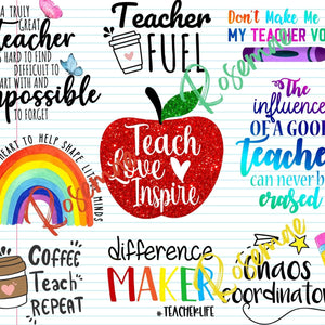 Teacher Quotes Lined Paper Tumbler w/ Lid & Straw